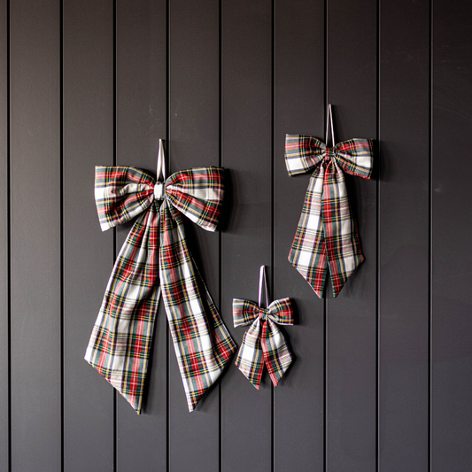 Plaid Fabric Bow (Holiday Red)