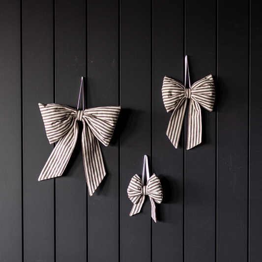 Striped Fabric Bow (Brown)