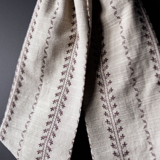 Folk Stripe Fabric Bow (Beige)