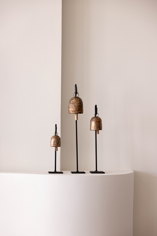 Vintage Inspired Iron Bell Stand Trio