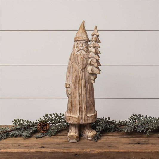 Santa Holding Tree Figurine