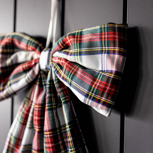 Plaid Fabric Bow (Holiday Red)