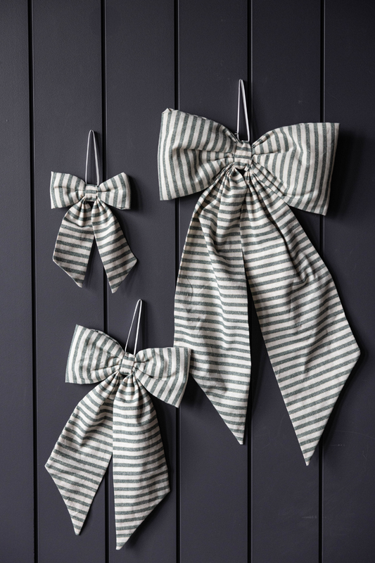 Striped Fabric Bow (Green & Gold)