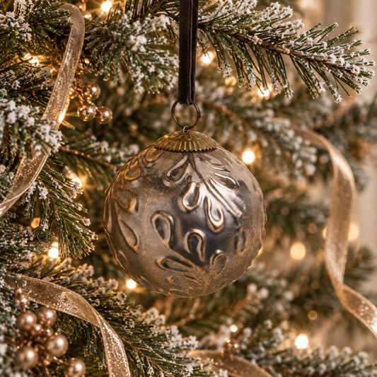 Glass Antique Ornament (Beige/Gold)
