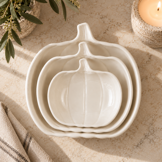 White Pumpkins 3 Plate Set