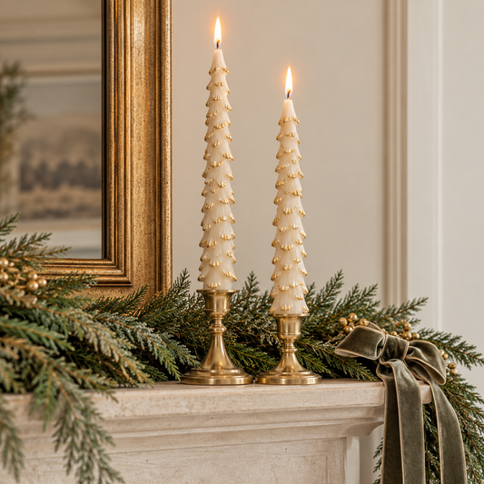 Tree Shaped Taper Candes- Eggnog Color