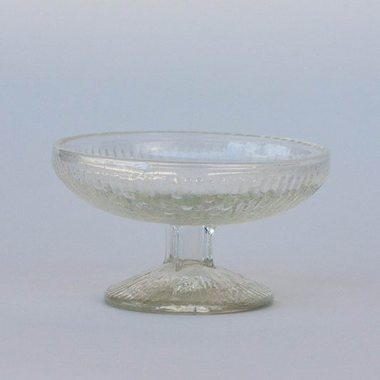 The Ribbed Glass Pedestal Compote Bowl