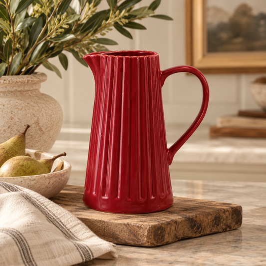 Red Ribbed Pitcher