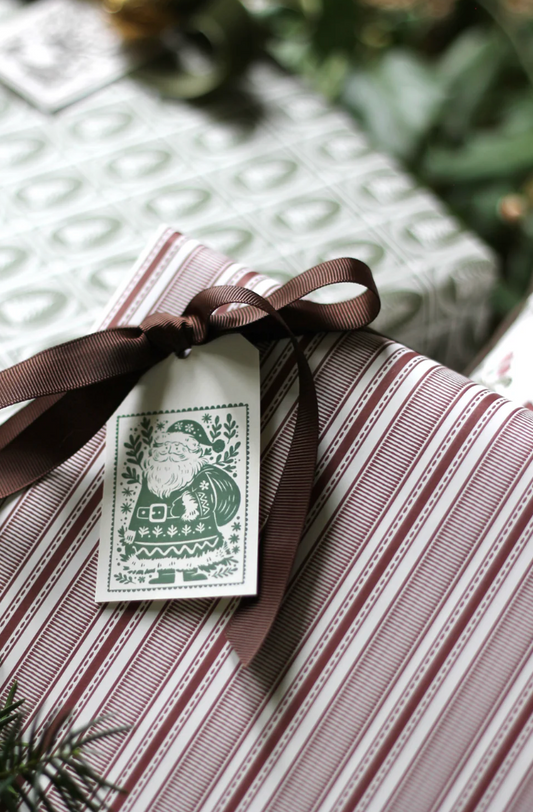 Gift Tags (Woodblock Santa)