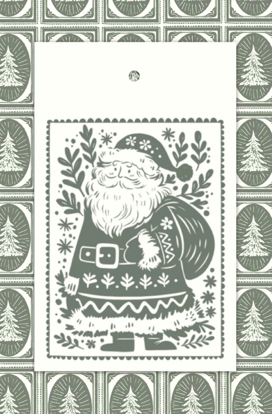 Gift Tags (Woodblock Santa)