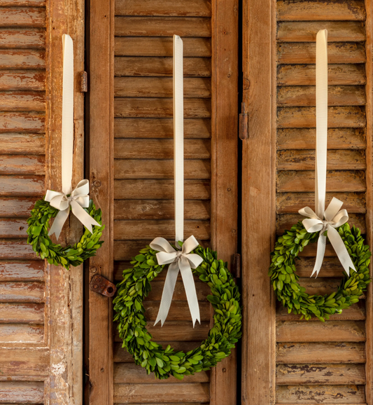 Boxwood Wreath Set with Ribbon (Set of 3)
