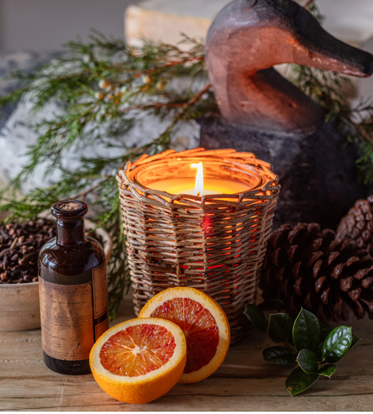 Winter Cabin Rattan Candle