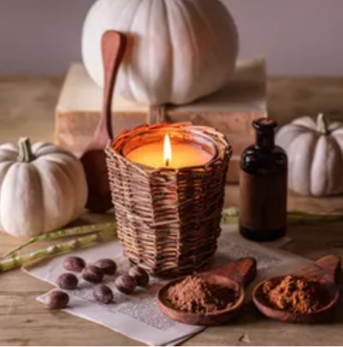Vintage Pumpkin Rattan Candle
