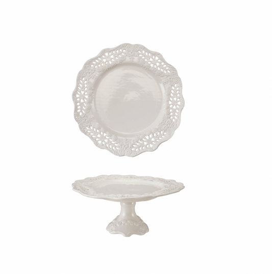 Lace Pattern Scalloped Pedestal-Small