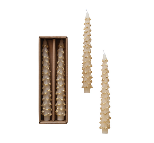 Tree Shaped Taper Candes- Eggnog Color