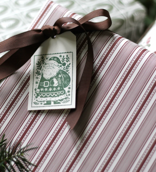 Ticking Stripe Wrapping Paper- Burgendy