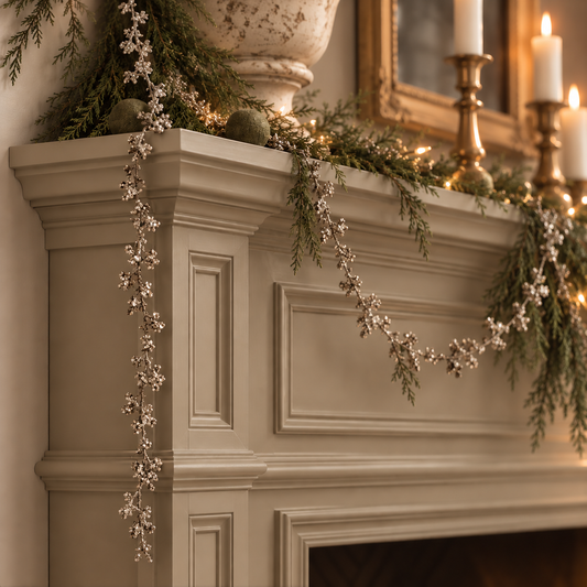 6 Ft Foam Ball Garland w/ Glitter-Champagne Finish