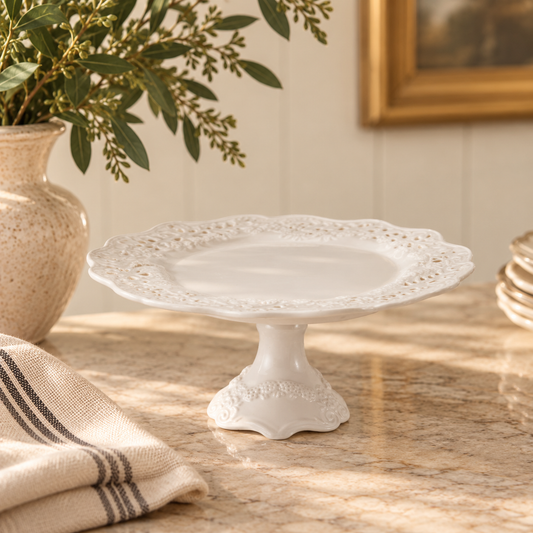 Lace Pattern Scalloped Pedestal-Small