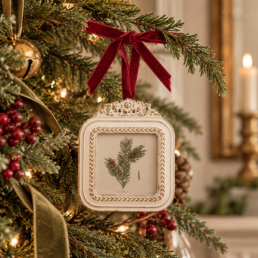 Unique Resin Photo Frame Ornament with Velvet Ribbon