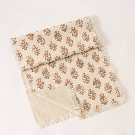 Block Printed Floral Table Runner