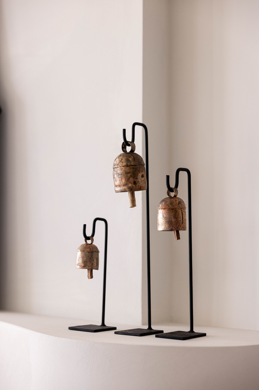 Vintage Inspired Iron Bell Stand Trio
