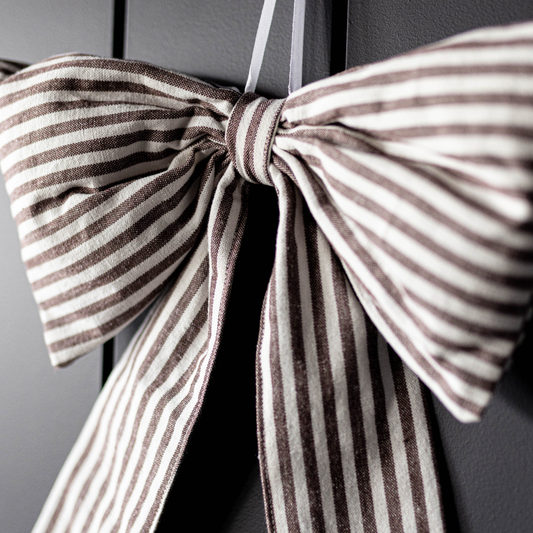 Striped Fabric Bow (Brown)