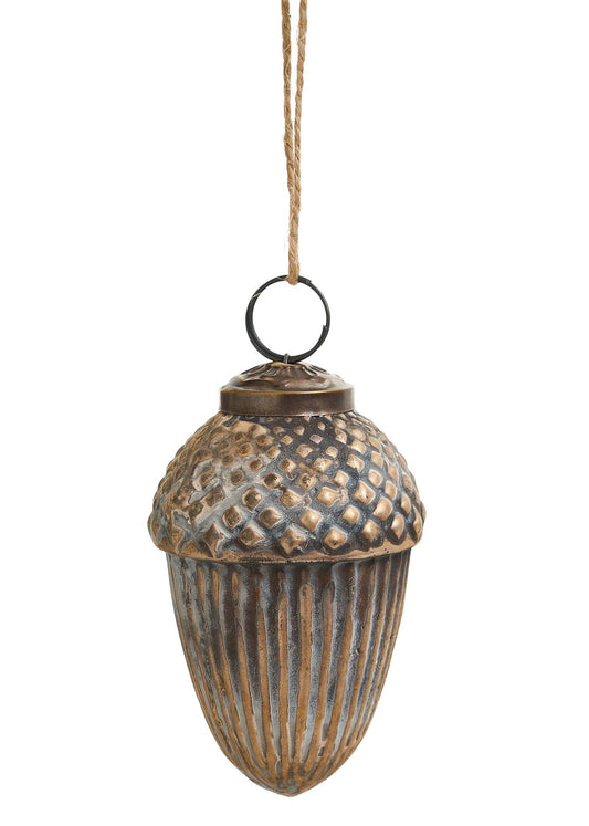 Glass Acorn Ornament (Milky Saffron)